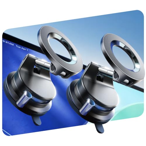 LISEN MagSafe Magnetic Adjustable Suction Cup Car Phone Mounts 2-Pack