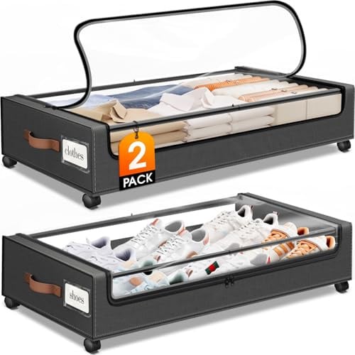 Under Bed Storage with Wheels - 2 Pack Deal