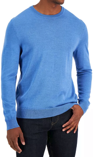 CLub Room Men's Solid Crew Neck Merino Wool Blend Sweater Deal