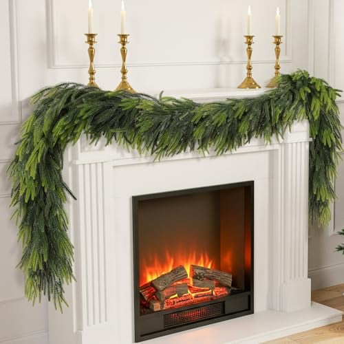 N&T NIETING 9' Norfolk Pine Garland Real Touch Artificial Christmas