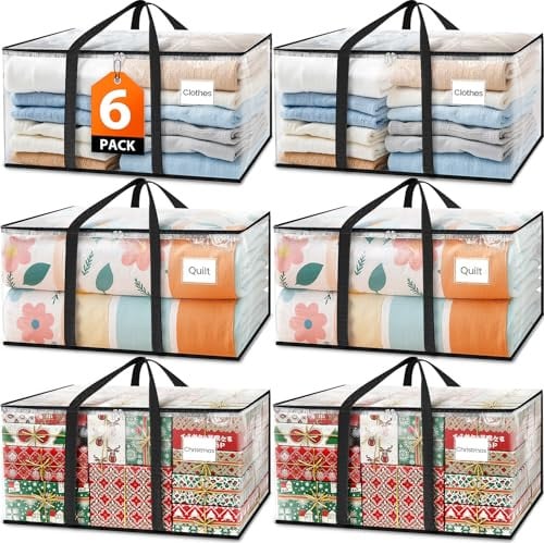 Fab totes 6-Pack 23-Gal Heavy Duty Moving Bags w/ Double Zipper and Full Reinforced Handles (Clear)