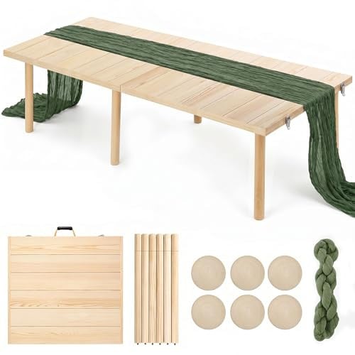 60" Folding Picnic Table with Table Runner & 6 Placemats