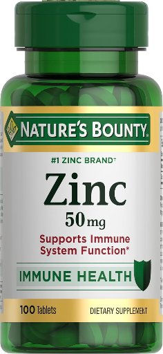 Nature's Bounty Zinc Immune, Skin, & Antioxidant Health Support Tablets 100-Ct 50mg
