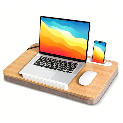 Wishacc Portable Lap Desk Tray w/ Ergonomic Cushion (Natural Wood) Deal