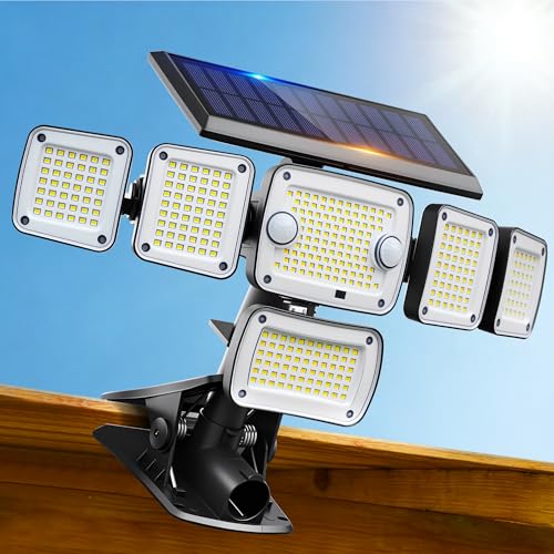 5000LM Solar Flood Light w/ Clip Mount, Motion Sensor & 6 Adjustable Heads Deal