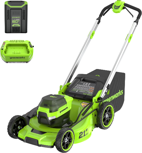 Greenworks 60V 21" Push Lawn Mower with 5.0 Ah Battery & Charger