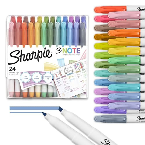 Sharpie S-Note Creative Markers, Assorted Colors, 24 Count