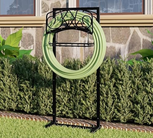 Freestanding Garden Hose Organizer Black Powder-Coated Finish Deal
