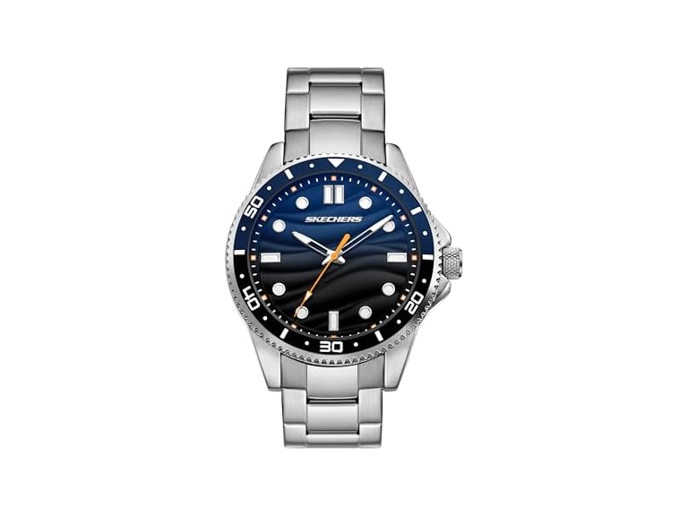 Skechers Men's Haymar 46mm Analog Watch w/ Blue Dial & Silver Metal Bracelet