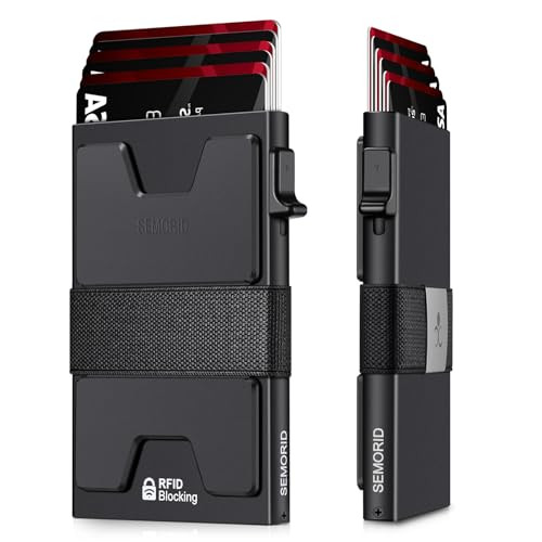 SEMORID Slim Aluminum RFID Blocking Wallet (12+ Cards)