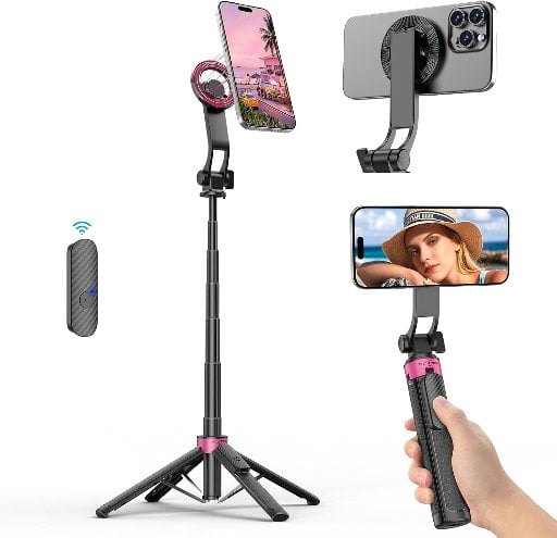 ACKIMA 37" 3-in-1 Magnetic Selfie Stick Tripod w/ 4-Leg Base & Wireless Remote Deal