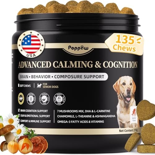 Advanced Calming Chews for Dogs with 7 Mushrooms, Ashwagandha, Omega-3 DHA & EPA