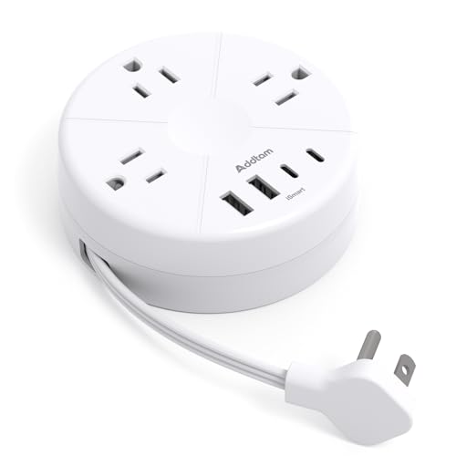 Addtam 7-in-1 Travel Power Strip w/ 1' Retractable Cord Deal