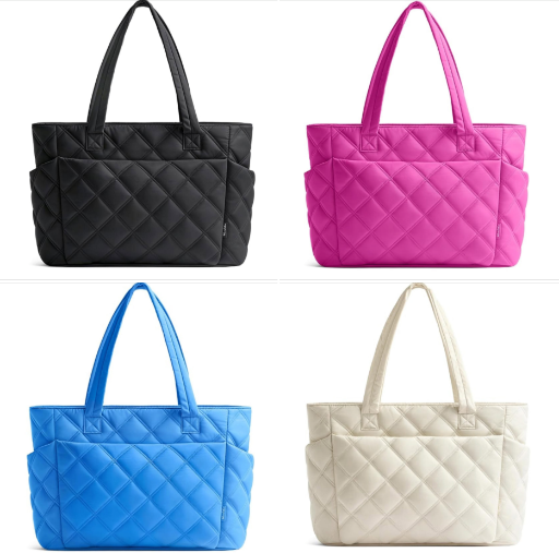 Lightweight Quilted Puffer Tote Bag w/Compartments - Many Colors  Deal