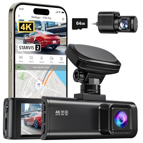REDTIGER F7N Pro 4K Dash Cam Front and Rear 64GB