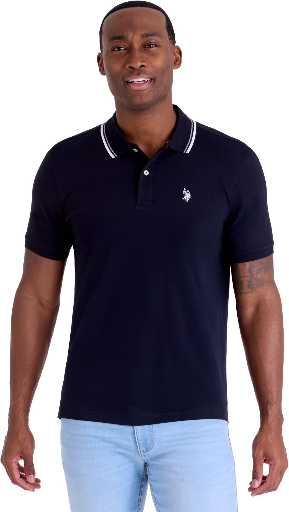 U.S. Polo Assn. Men's 100% Cotton Classic Tipped Interlock Polo Shirt Deal