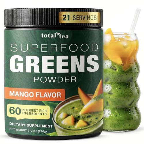 Total Tea Super Greens Powder Mango Spirulina Chlorella Deal