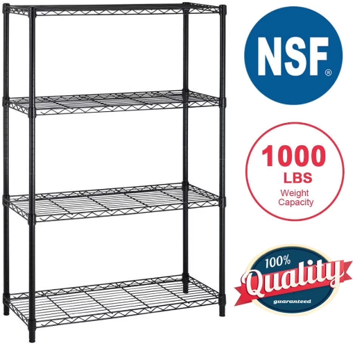 BestOffice 4 Shelf Wire Shelving Unit 1000 lbs Capacity
