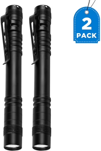 2-Pack Daybetter AAA Inspection Pen Flashlight with Pocket Clip