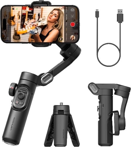 AOCHUAN 3-Axis Foldable Phone Gimbal Stabilizer with Focus Wheel