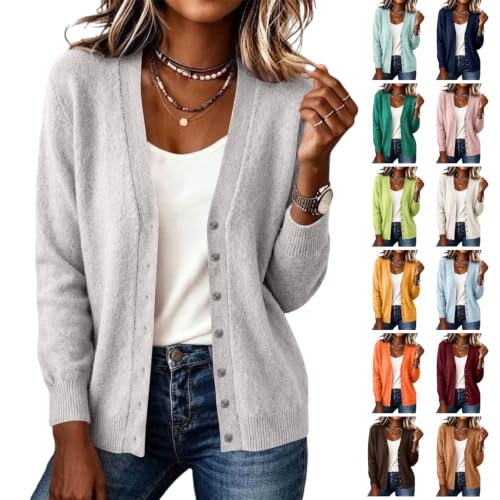 V Neck Button Up Knit Cardigan