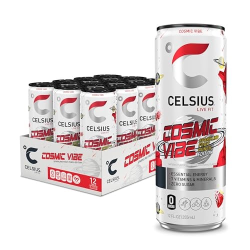 CELSIUS COSMIC VIBE Sparkling Fruit Punch, Sugar Free Energy Drink, 12 Fl Oz (Pack of 12) Deal