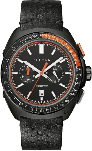 Refurbished Bulova Men's Racing Chronograph Calendar Quartz Black Leather Watch 42 MM Deal