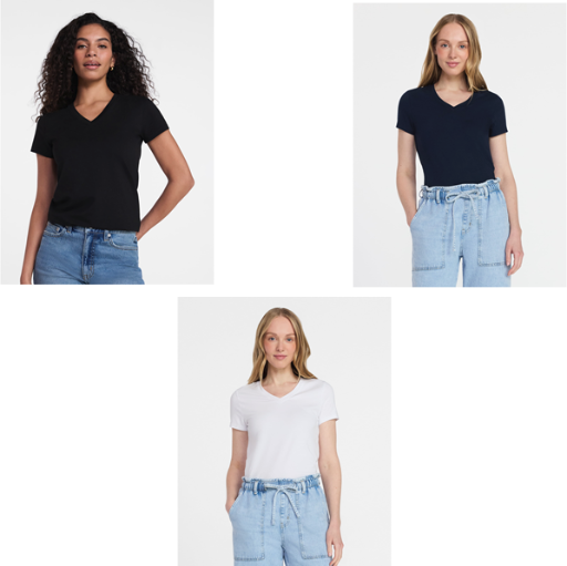 Time and Tru Women's Slim V Neck Tee with Short Sleeves Deal