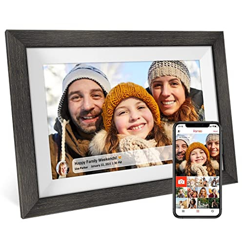 Frameo 10.1 inch Digital Picture Frame Wood IPS HD1080P Touch Screen