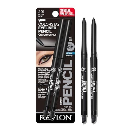 Revlon ColorStay Waterproof Eyeliner Pencils w/ Built-In Sharpener 2-Pack (Black)