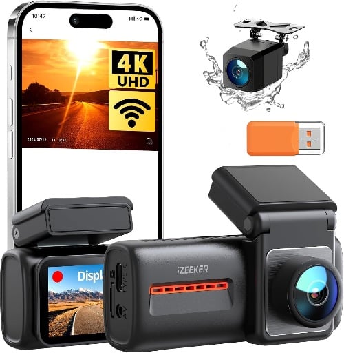 iZEEKER 4K WiFi 6 Dash Cam Front and Rear Deal