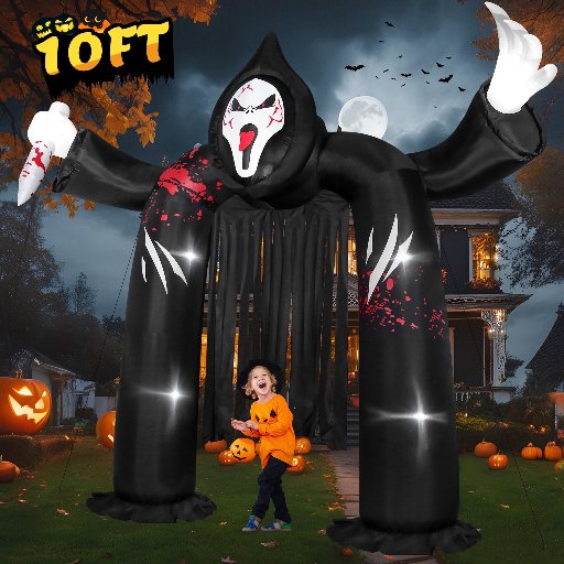 Yexmas 10FT Ghost Castle Inflatable Archway with Build-in LED