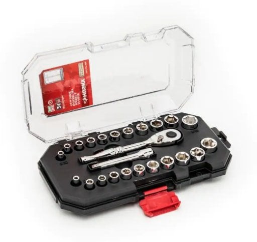 Husky 1/4 in. Drive Ratchet SAE/Metric Standard Socket Set (24-Piece) Deal