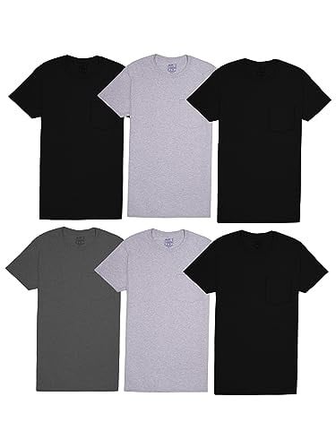 Fruit of the Loom Men's Eversoft Short Sleeve Pocket T-Shirts 6-Pack