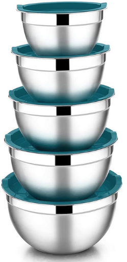 Vesteel Stainless Steel Mixing Bowls with Lids 5-Piece Set