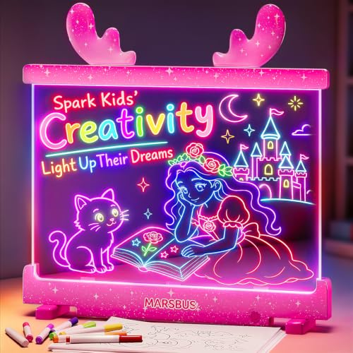 MarsBus LED Drawing Board for Kids with Stand, 8 Markers, 10 Tracing Papers Deal