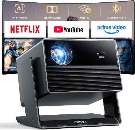 ELEPHAS Smart 4K Projector with WiFi and Bluetooth