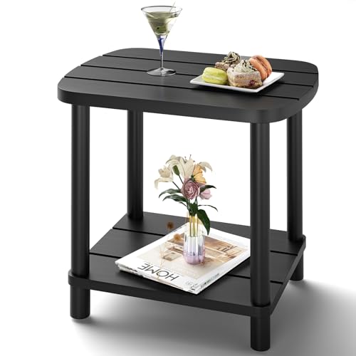 Lejaneoye 16" 2-Tier Small Bamboo Outdoor Oval Side Table Deal