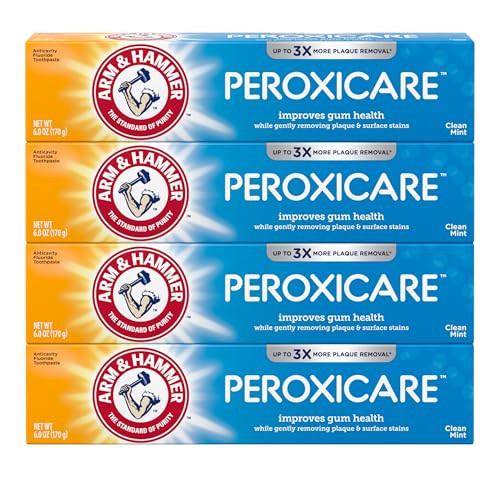 ARM & Hammer Peroxicare Toothpaste for Gum Health, Clean Mint, 6.0 oz (Pack of 4)