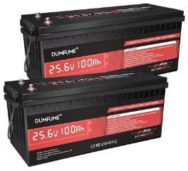 Dumfume 12.8V 100Ah LiFePO4 Lithium Battery 2-Pack Deal