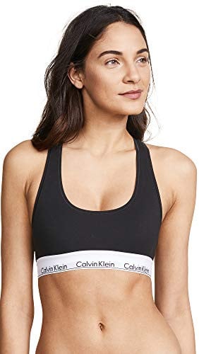 Calvin Klein Women's Modern Non-Wired and Non-Padded Cotton Bralette, Black, Large Deal