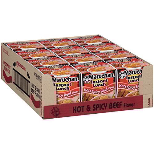 12-Count Maruchan Instant Lunch Ramen Noodle Soup (Hot & Spicy Beef, Lime Chili w/ Shrimp, Roast Chicken)