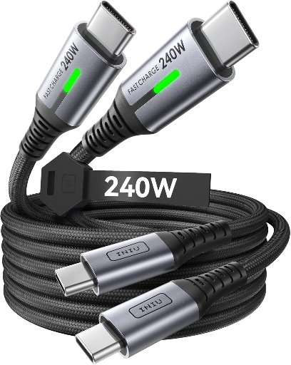INIU 2-Pack 6.6' 240W USB C to C Fast Charging Braided Cables