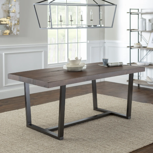 Amarapal Pine Rectangular Solid Wood Top Dining Table (Gray)