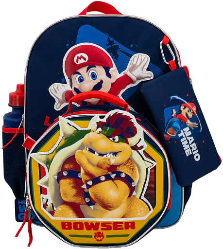 Accessory Innovations Kids 5-Piece Super Mario Brother Movie Backpack Set Deal