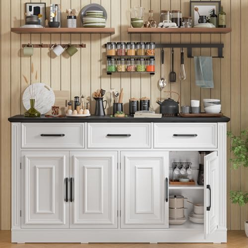 PatioPerk White Buffet Cabinet with Drawers