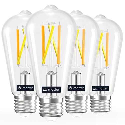 Linkind Matter Smart ST19 Vintage Edison LED Light Bulbs (E26, Tunable White) 4-Pack