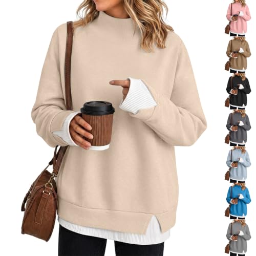 Mock Neck Layered Sweatshirt Women Deal