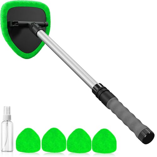 desin Windshield Cleaning Tool with 4 Reusable Microfiber Pads