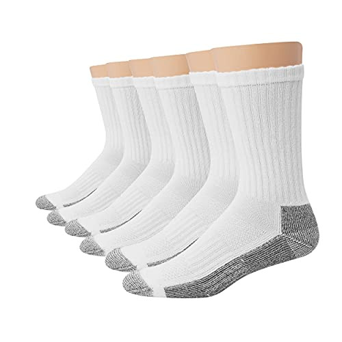 Hanes Men's Work 6-Pack Cushioned White Crew Socks